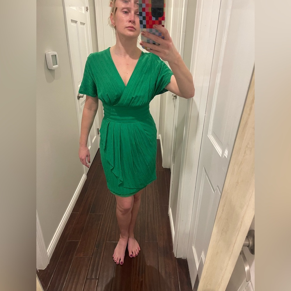 Anthropologie Ayressa Vibrant Green Mini Dress